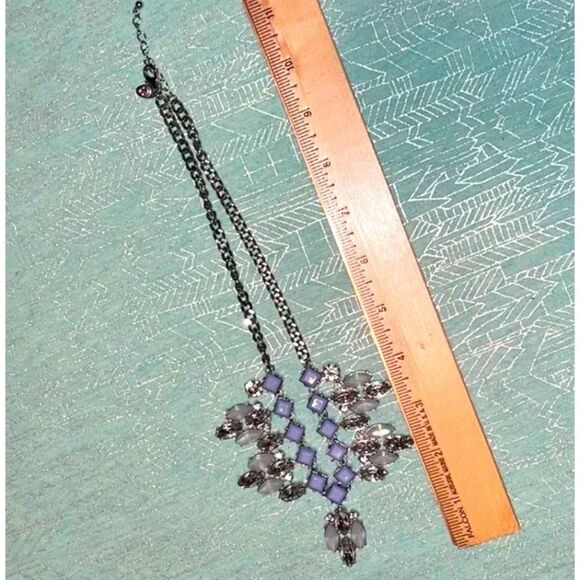 Light blue collar necklace w adjustable silver chain marquis clusters dazzling - Picture 12 of 16